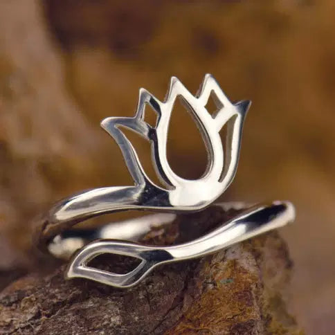 Sterling Silver Adjustable Lotus Ring Size 6.25 - 1pc