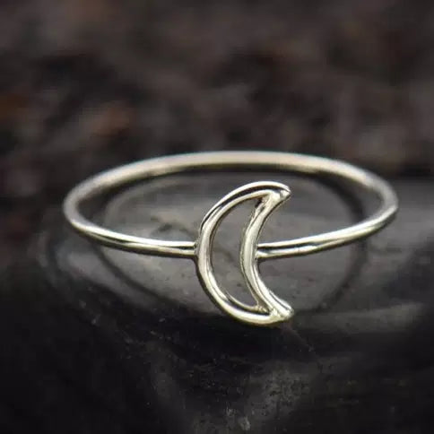 Sterling Silver Open Moon Ring, Size 8 - 1pc