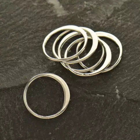 Hammered Circle Links Sterling Silver 12x12mm - 4 pcs