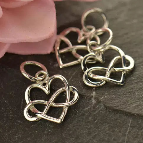 Sterling Silver Mini Infinity Heart 14.5x10.5x1.5mm Charm - 1pc