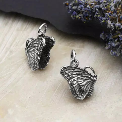 Sterling Silver 3D Butterfly Charm 16x12mm - 1Pc