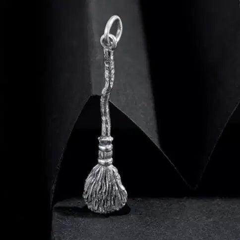 Sterling Silver Witch's Broom Charm 34x8mm - 1Pc