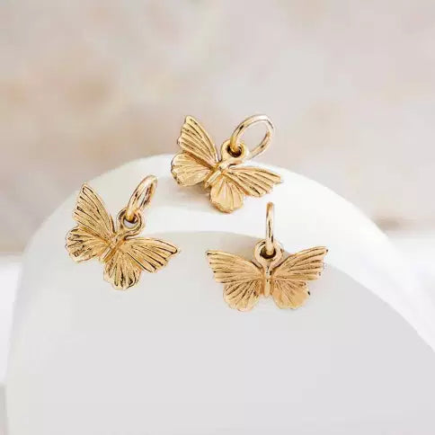 Bronze Textured Butterfly Charm 11x11mm - 1Pc