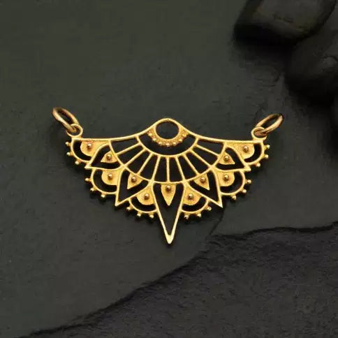 Bronze Half Mandala Festoon Pendant 23x30mm - 1Pc