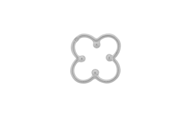 Sterling Silver Clover Link with Dots 11x11mm - 1pc