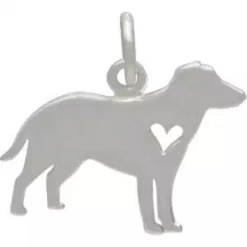 Sterling Silver Dachshund Silhouette W/ Heart Cut-out 10.3x17mm Charm - 1pc