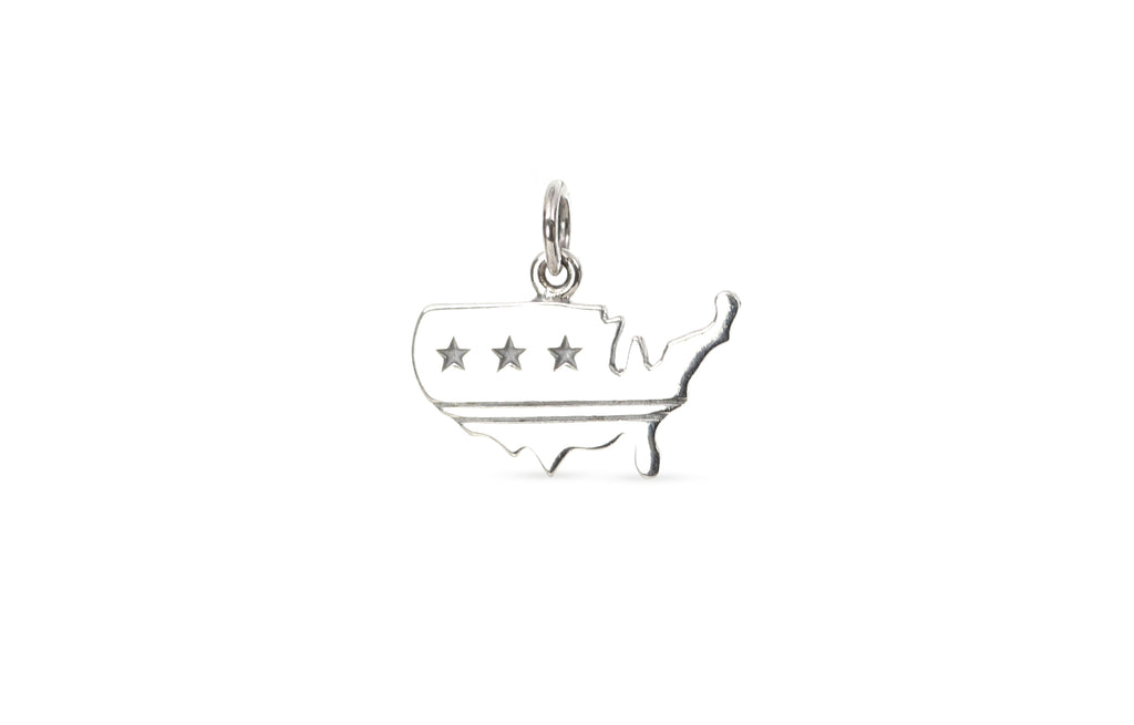 Sterling Silver USA Stars And Stripes Charm 11.75x17.25mm - 1pc