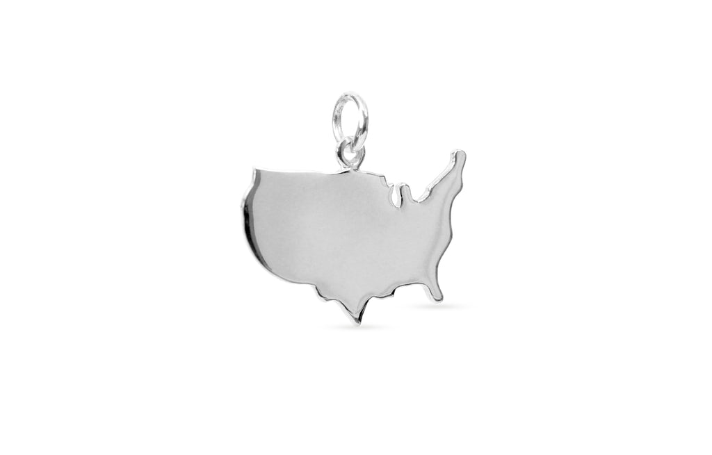 Sterling Silver United States 20.5x15.5mm Stamping Charm Pendant - 1pc