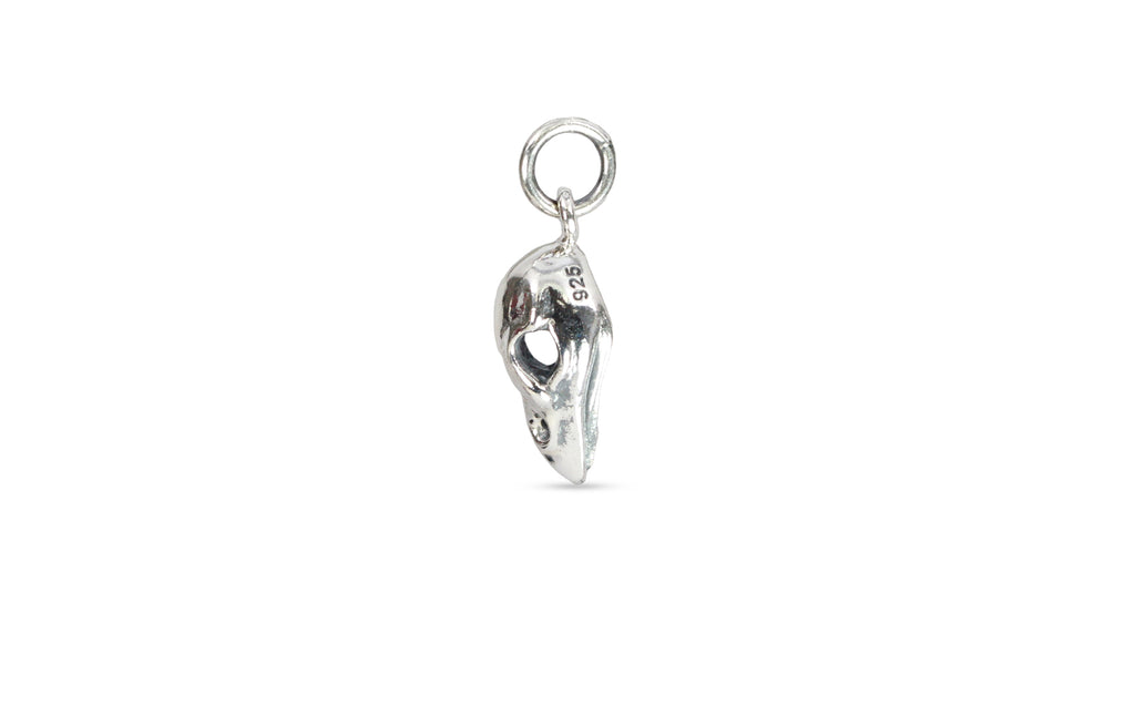 Sterling Silver Sparrow Skull 12.4x7x5mm 3D Charm - 1pc