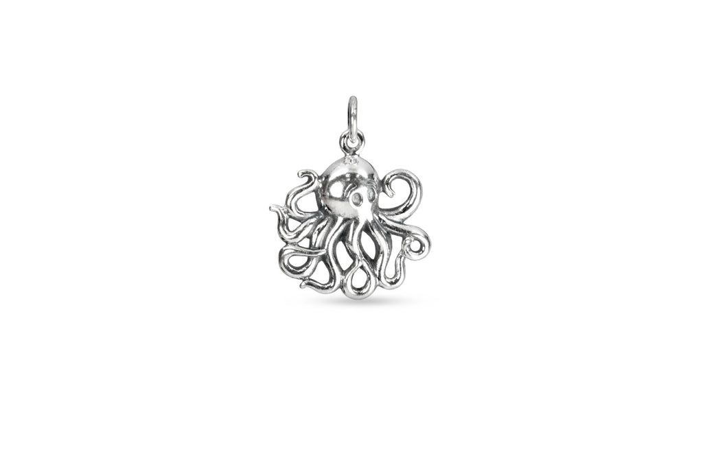 Sterling Silver Cartoon Octopus 15x16.5mm Charm - 1pc