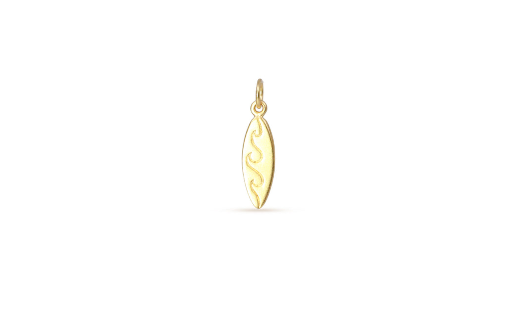 24Kt Gold Plated Sterling Silver Surfboard 21.5x5.25mm Charm - 1pc