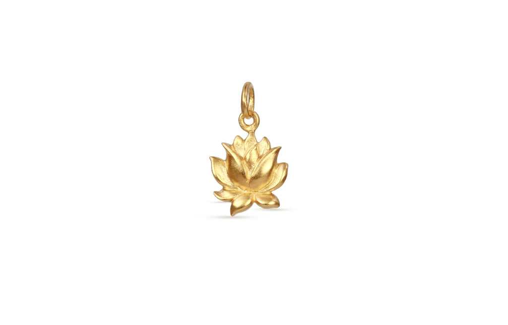24Kt Gold Plated Sterling Silver Medium 17x10mm Lotus Charm - 1pc