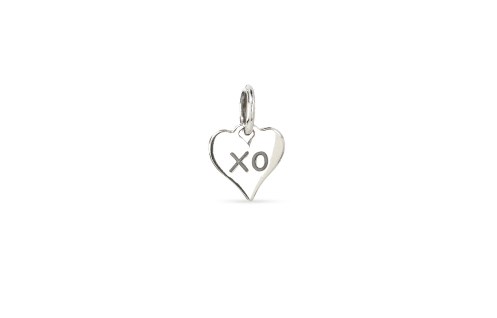 Sterling Silver Small Heart With XO 7.6x7.5mm Charm - 1pc