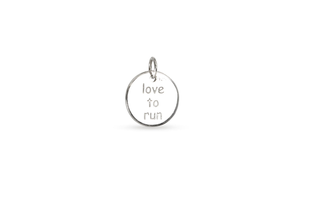 Sterling Silver Etched 'Love To Run' Disk 12.6x1.5mm - 1pc
