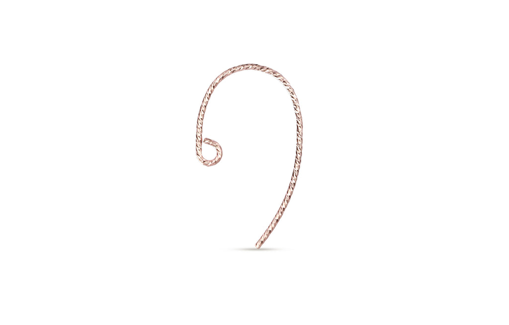14Kt Rose Gold Filled Sparkle Bass Clef Ear Wire 21x13mm - 5 pairs/pack