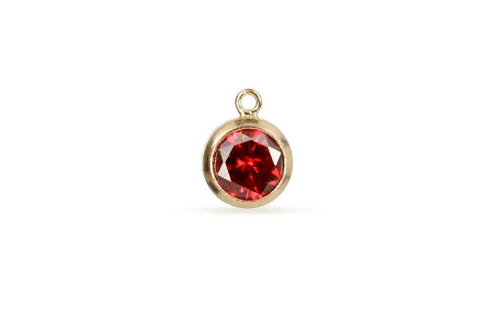 14Kt Gold Filled 6mm Ruby CZ Bezel Drop - 2pcs/pack