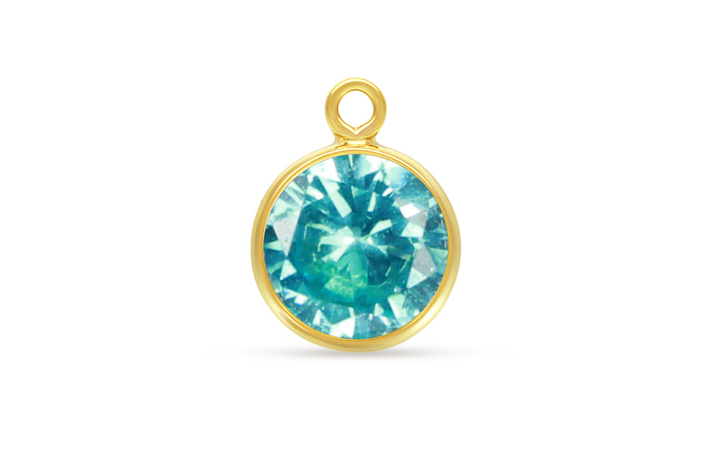 14Kt Gold Filled 4mm Blue Zircon AAA CZ Bezel Drop - 1pc