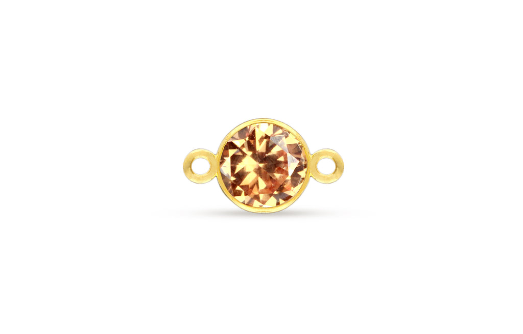 14Kt Gold gefüllt 6mm Cognac CZ AAA Lünettenverbinder - 1Stk