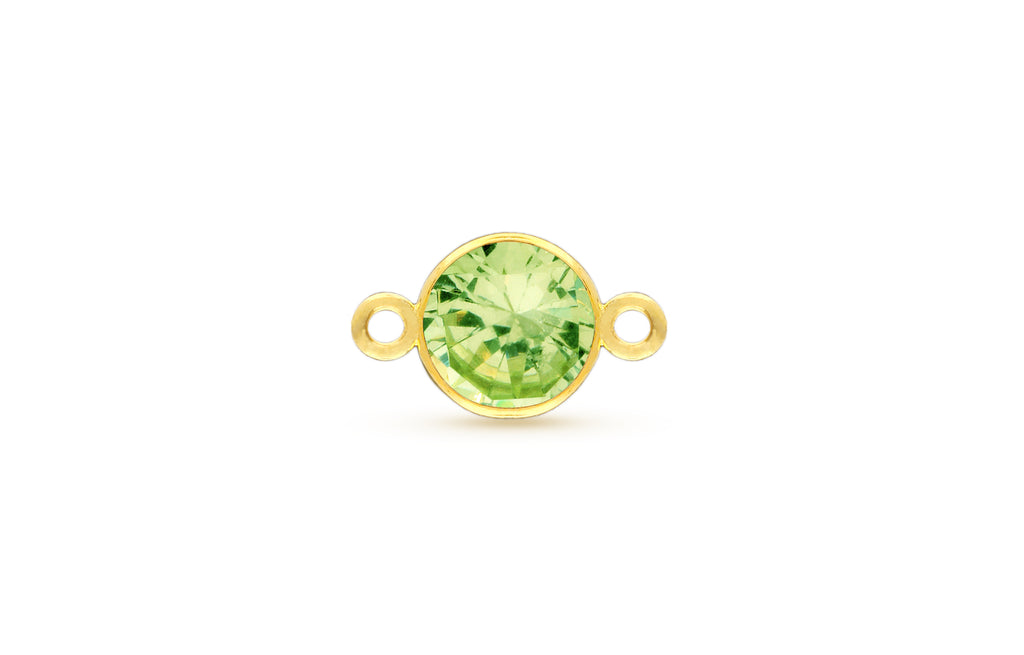 14Kt Gold Filled 6mm Lime CZ AAA Bezel Connector - 1pc