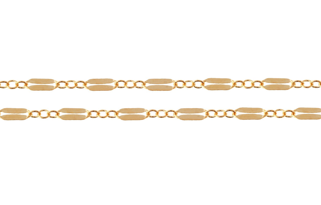 14Kt Gold Filled Dapped Long And Short Chain 5.2x2.4mm - 100 Feet Spool