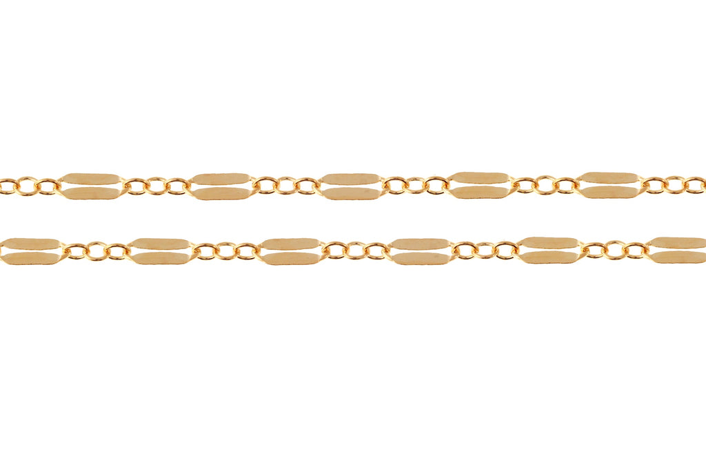 14Kt Gold Filled Dapped Long And Short Chain 6x2.5mm - 20ft