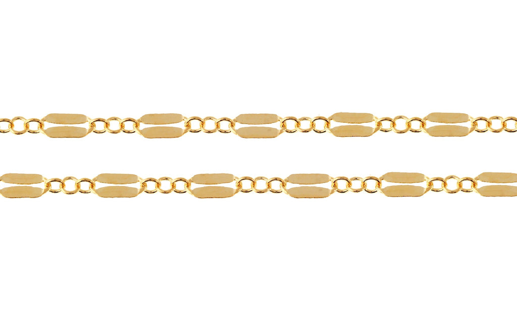 Dapped Long And Short Chain 14Kt Gold Filled 5.2x2.5mm - 100 Feet Spool