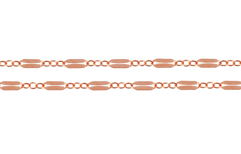 14Kt Rose Gold Filled Dapped Long And Short Chain 5.2x2.4mm - 20ft