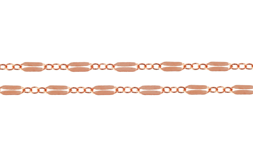 14Kt Rose Gold Filled Dapped Long And Short Chain 5.2x2.4mm - 100ft