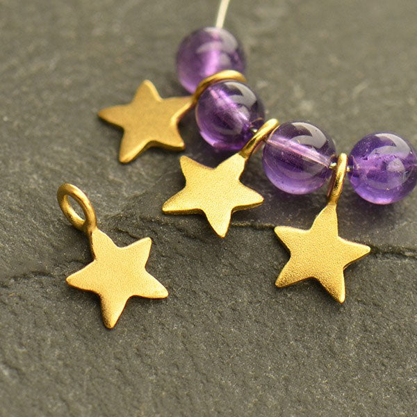 24Kt Gold Plated Sterling Silver Tiny Star Charm 8x5.5mm - 1pc