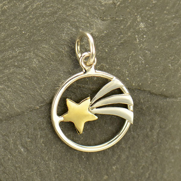 Sterling Silver And Bronze Shooting Star Charm 18.5x12mm - 1pc