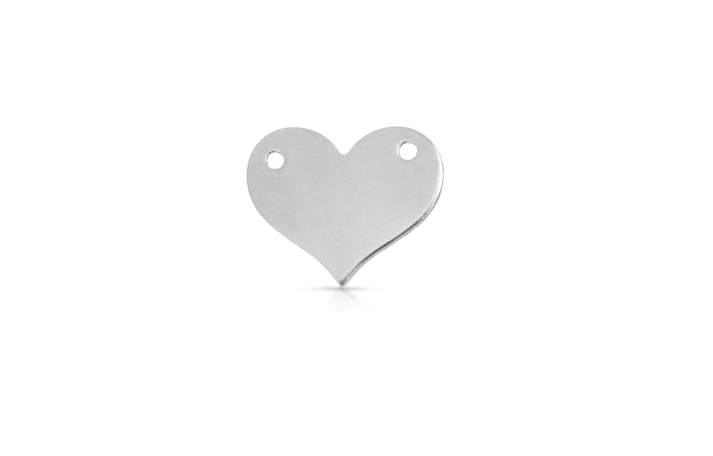 Sterling Silver Blank Heart Connector 10.9x13mm - 4pcs/pack