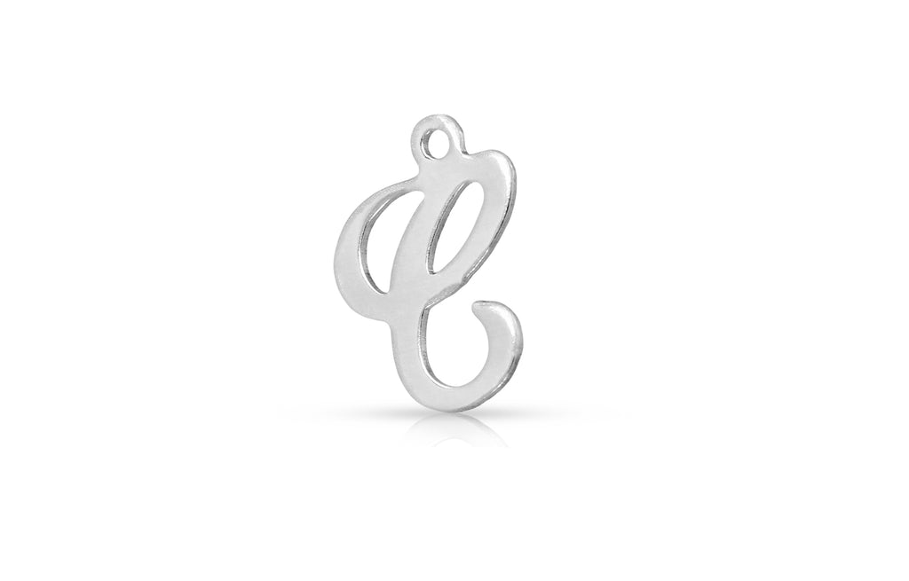 Charm-Anhänger „C“ aus Sterlingsilber, 10 x 8 mm, Alphabet-Schriftzug, 4 Stück/Packung