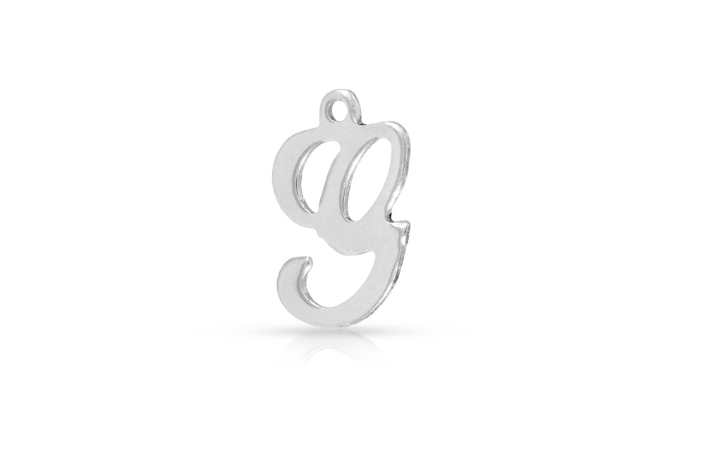 Charm-Anhänger „G“ aus Sterlingsilber, 10 x 8 mm, Alphabet-Schriftzug, 4 Stück/Packung