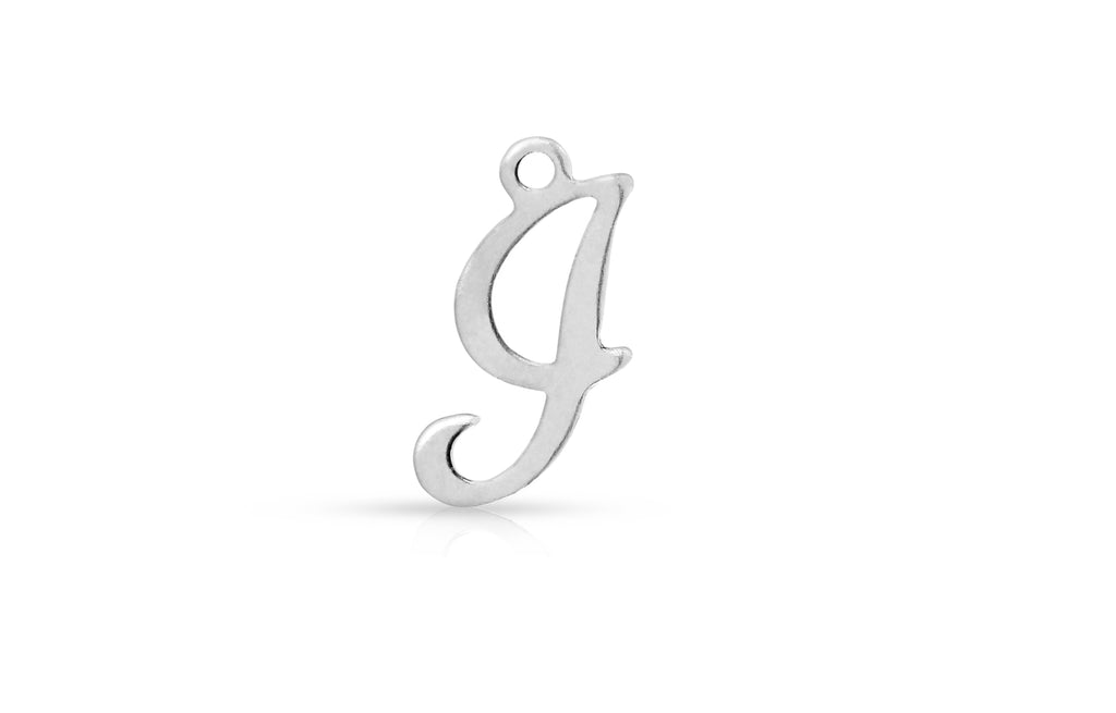 Charm-Anhänger „I“ aus Sterlingsilber mit Alphabet-Schriftzug, 10 x 8 mm, 4 Stück/Packung