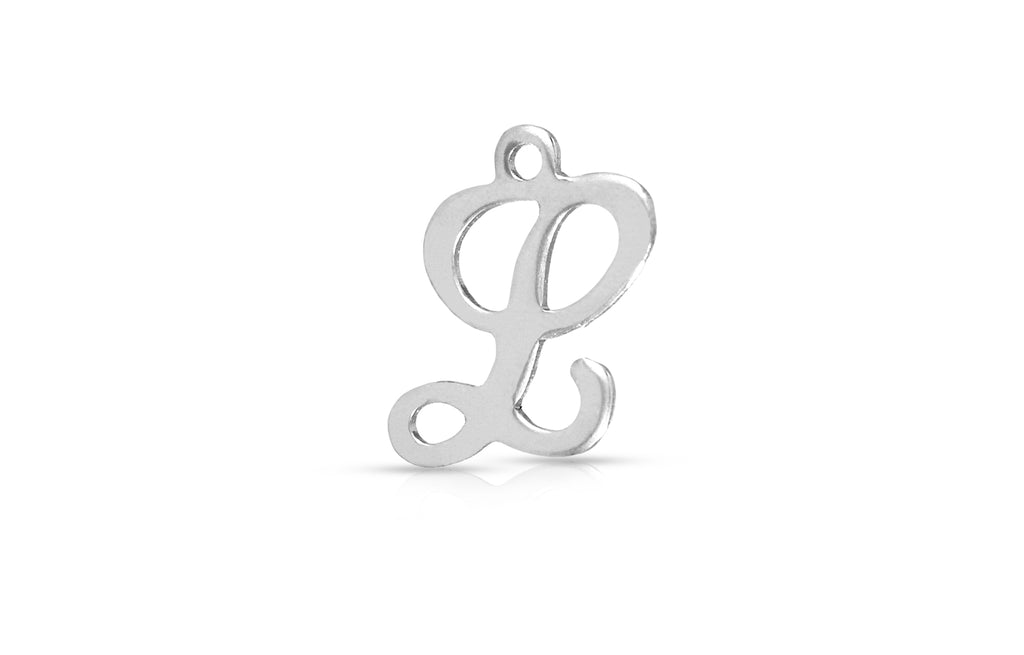 Charm-Anhänger „L“ aus Sterlingsilber mit Alphabet-Schriftzug, 10 x 8 mm, 4 Stück/Packung