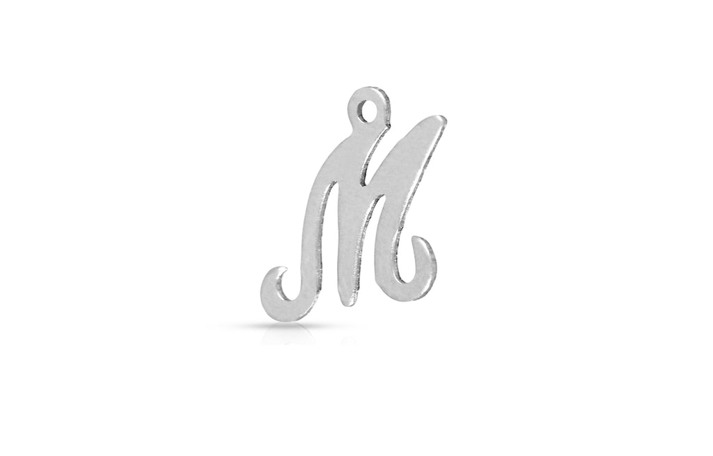 Charm-Anhänger „M“ aus Sterlingsilber, 10 x 8 mm, Alphabet-Schriftzug, 4 Stück/Packung