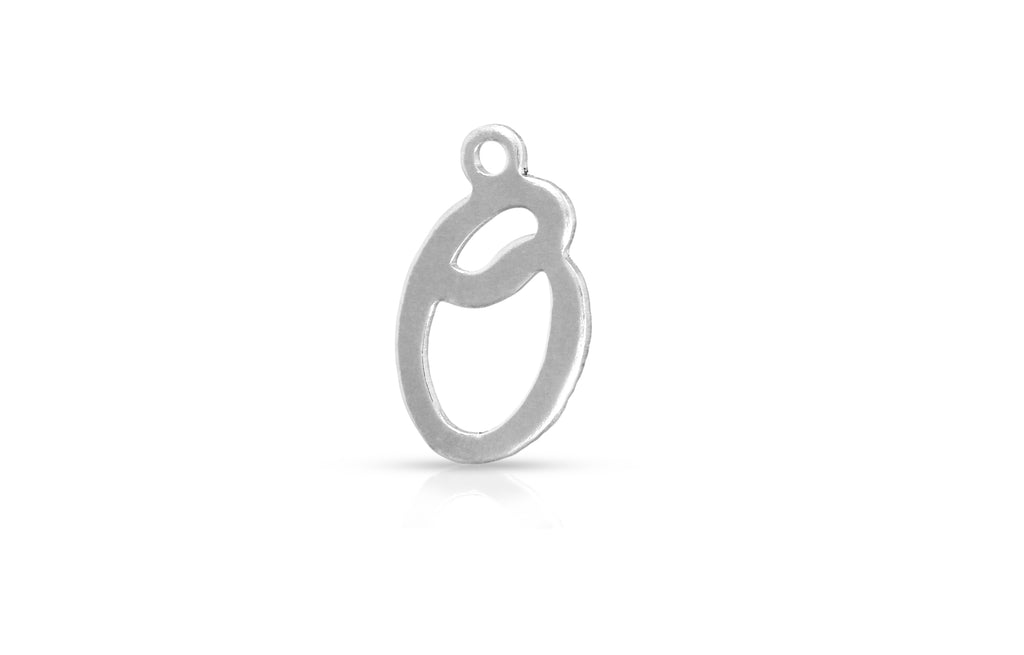 Sterling-Silber-Charm „O“ mit Alphabet-Schriftzug, 10,3 x 7 mm, 4 Stück/Packung