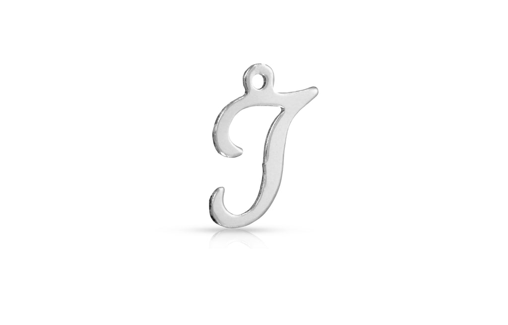 Charm-Anhänger „T“ aus Sterlingsilber mit Alphabet-Schriftzug, 12,2 x 8 mm, 4 Stück/Packung