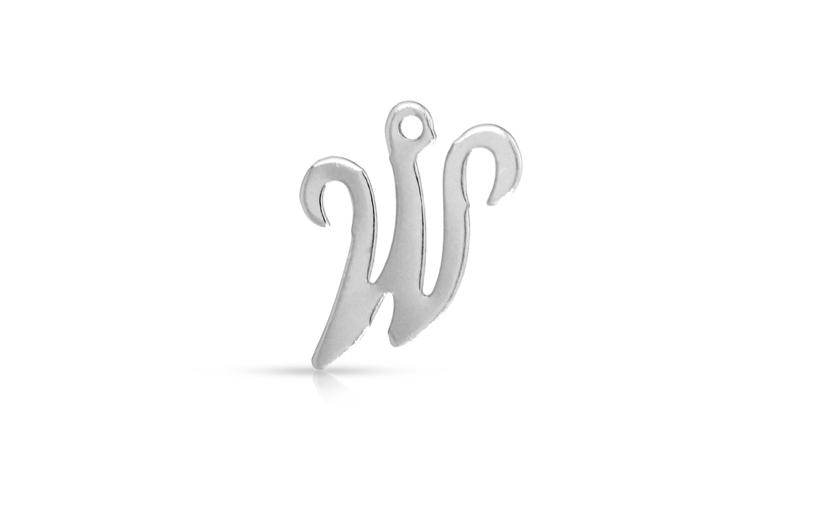 Sterling Silver Script Alphabet W Charm 10x11mm - 4pcs/pack – Plazko