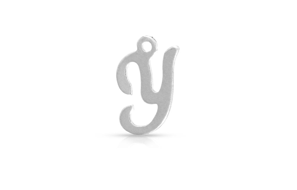 Charm-Anhänger „Y“ aus Sterlingsilber mit Alphabet-Schriftzug, 10 x 8 mm, 4 Stück/Packung