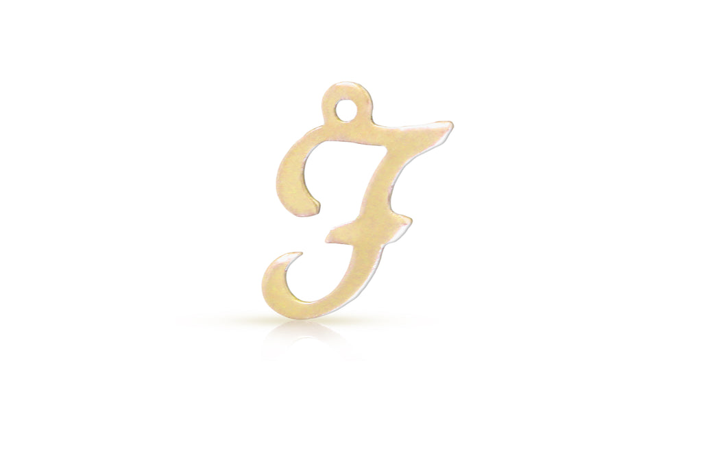 14 Karat Gold gefüllter Alphabet-Anhänger „F“, 10 x 8 mm, 2 Stück/Packung