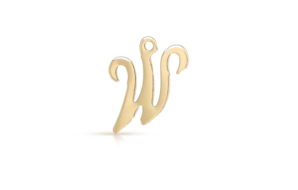 14 Karat Gold gefüllter Alphabet-Anhänger „W“ 10 x 11 mm – 2 Stück/Packung