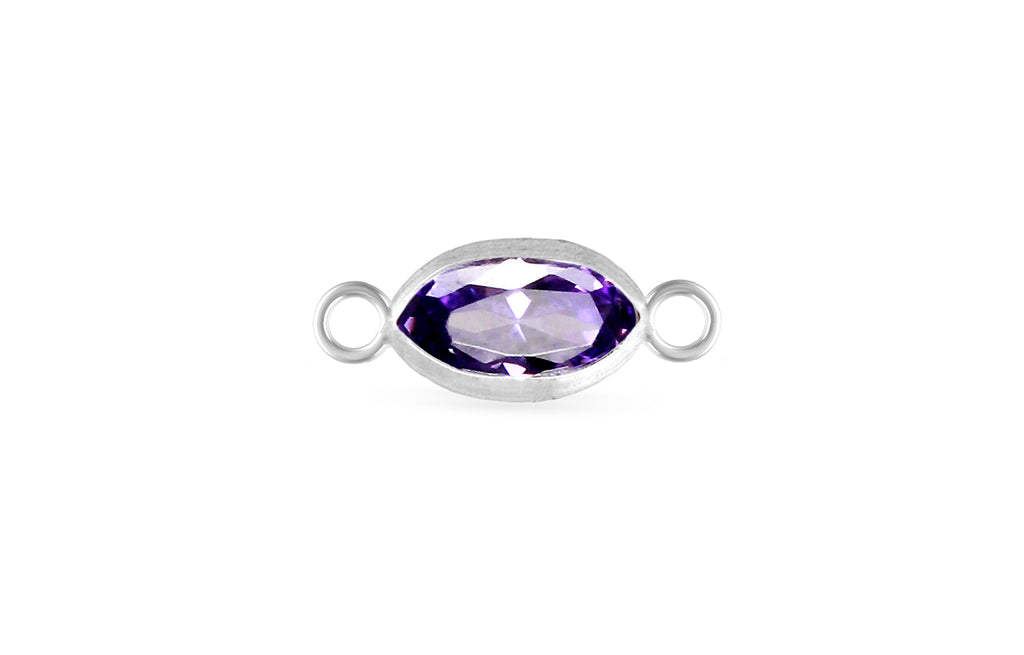 Sterling Silber 3x6mm Marquise Amethyst CZ Verbinder - 2Stk/Packung