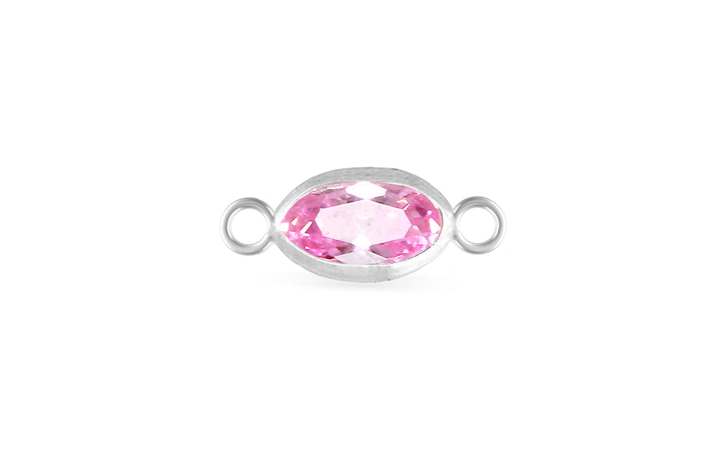 Verbinder aus Sterlingsilber, 3 x 6 mm, Marquise-Rosa, CZ, 2 Stück/Packung