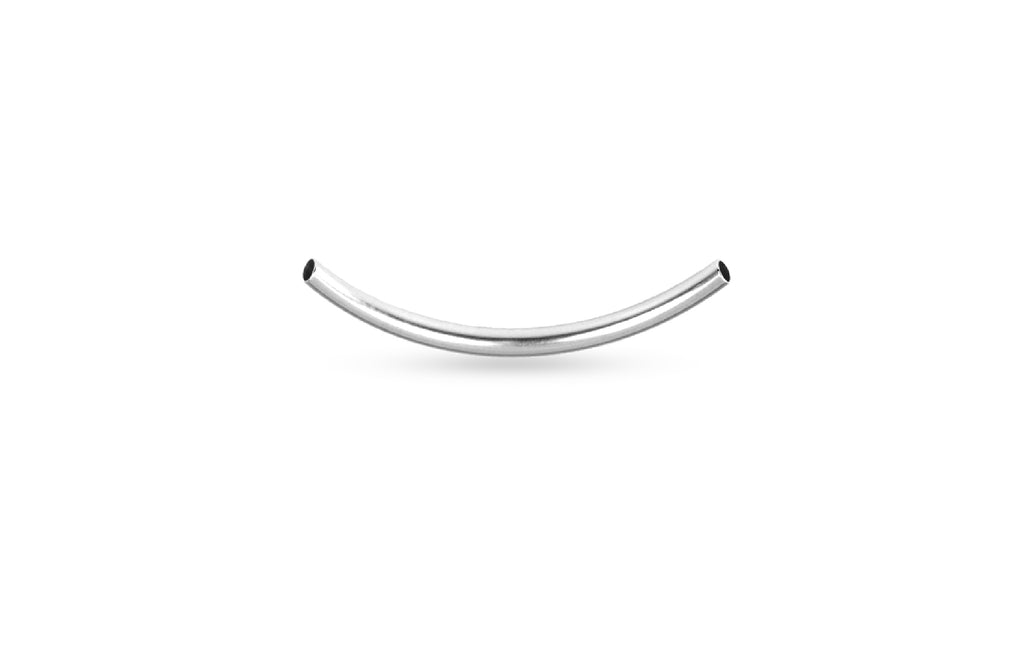 Sterling Silver Curved Tube 25x3mm (2.5mm ID) - 10pcs/pack