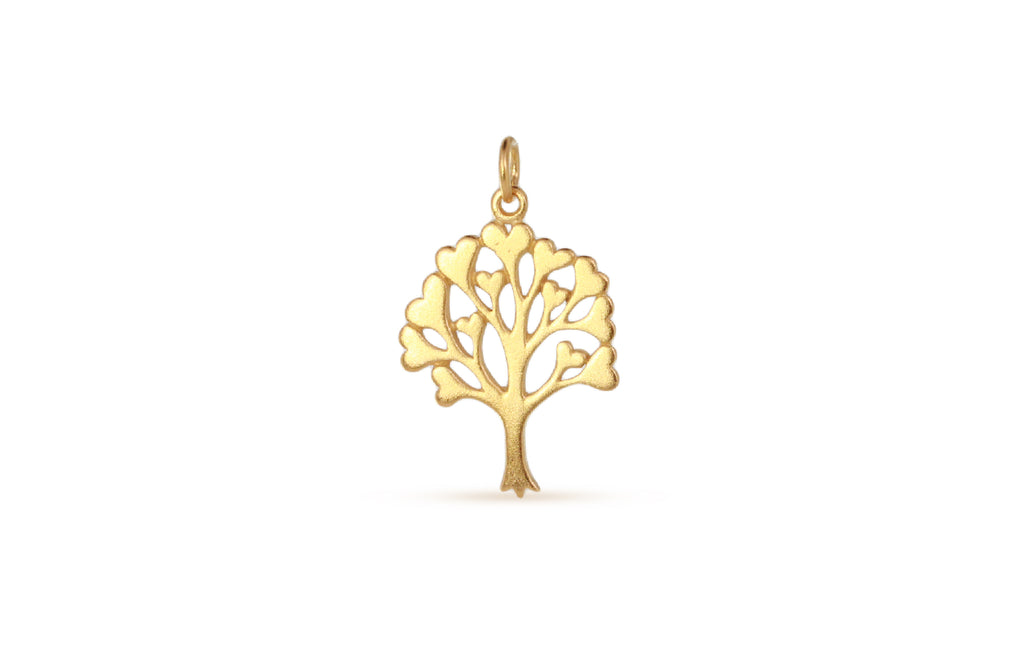 24Kt Gold Plated Sterling Silver Tree Of Love Charm 26.6x16.3mm - 1pc