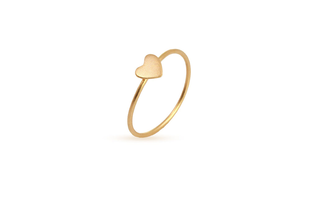24Kt Gold Plated Sterling Silver Tiny Heart Ring Size 7 - 1pc