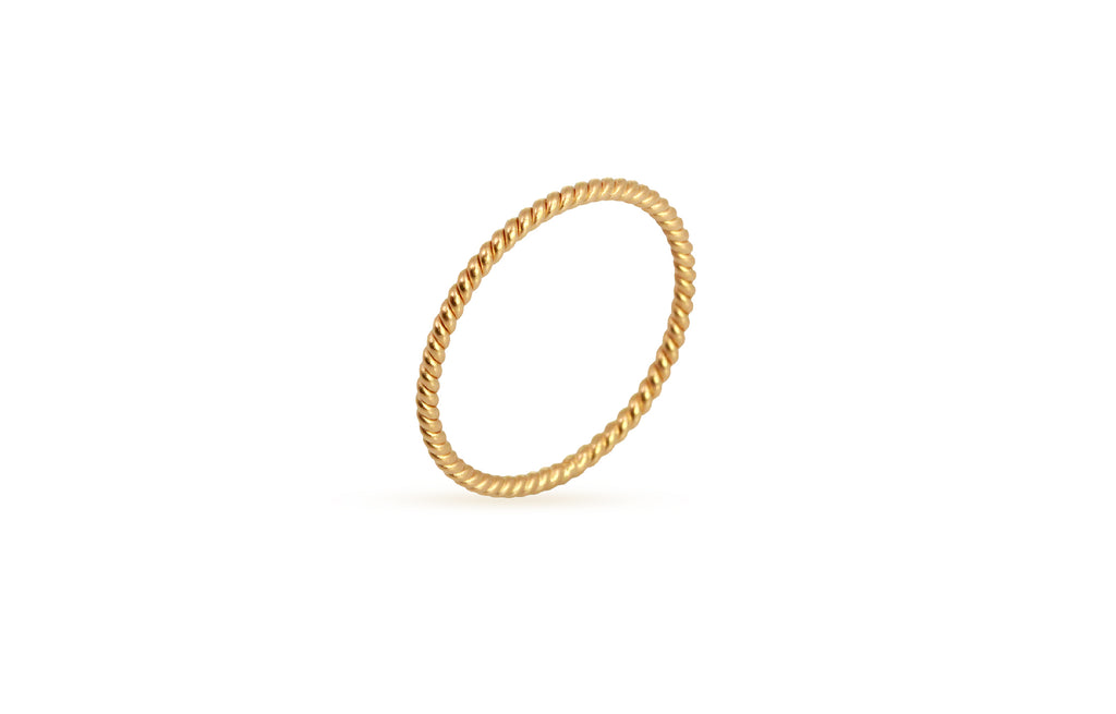 24Kt Gold Plated Sterling Silver Twist Wire Ring Size 8 - 1pc