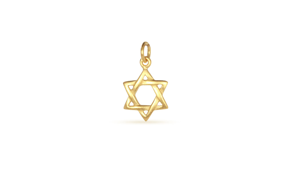 Gold Plated Sterling Silver Star of David Charm 18.25x10.5mm - 1pc
