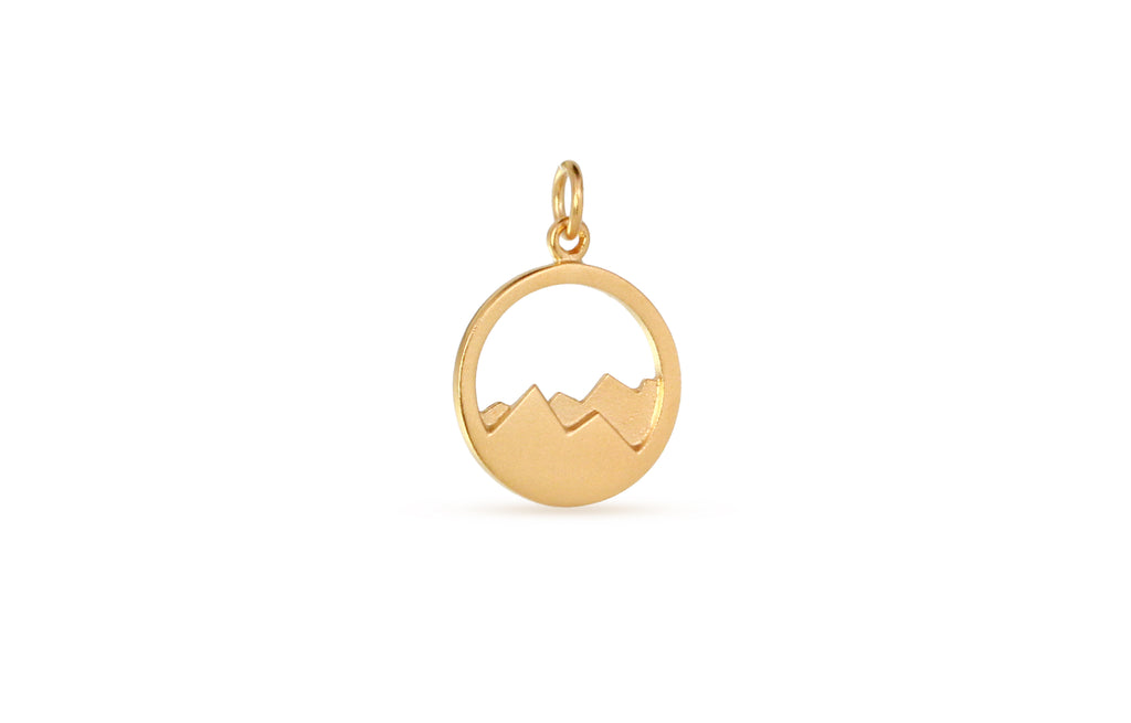 24Kt Gold Plated Sterling Silver Openwork Mountains Charm 21.5x15.1mm - 1pc